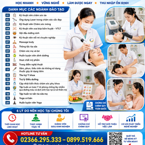 📢 TUYỂN SINH CÁC CHỨNG CHỈ NGẮN HẠN KHỐI NGÀNH CHĂM SÓC SẮC ĐẸP NĂM 2026 ✨
