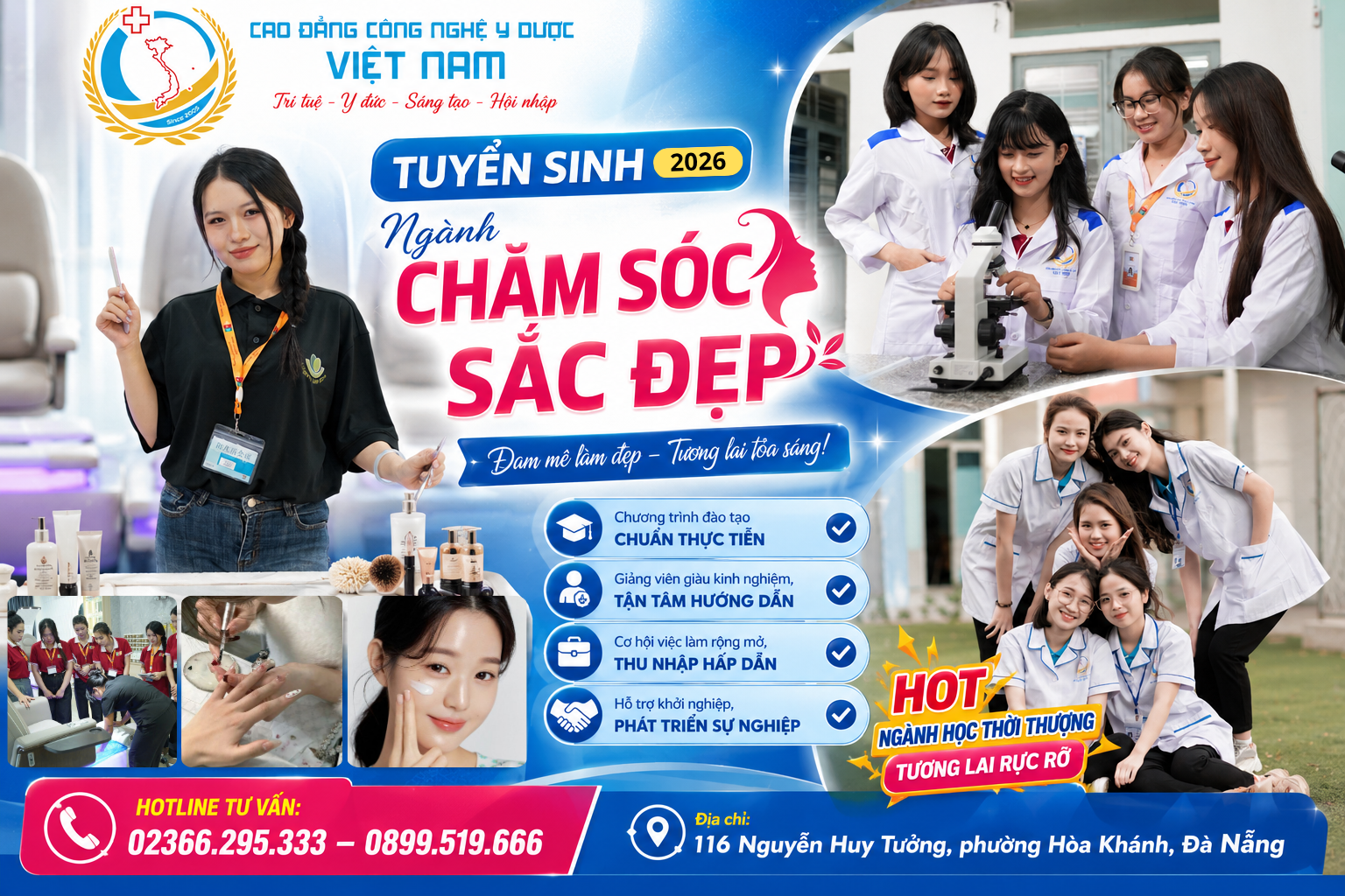 TUYỂN SINH NGÀNH CHĂM SÓC SẮC ĐẸP NĂM 2026 – CƠ HỘI PHÁT TRIỂN NGHỀ NGHIỆP TRONG NGÀNH CÔNG NGHIỆP LÀM ĐẸP